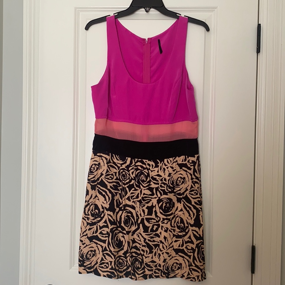 Hot pink and black sleeveless dress